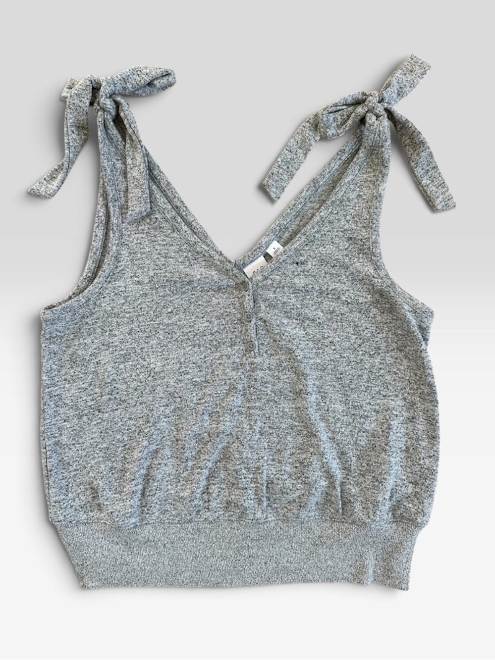 NWT Gap Gray Tie Shoulder Sweater V-Neck  Tank Top Sz S
